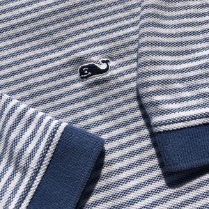 VINEYARD VINES Blue-White Micro Stripe Pique Knit